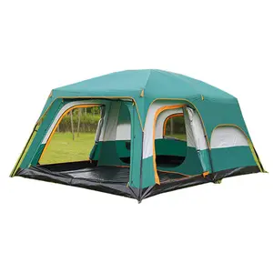 Groothandel camping waterdichte familie tent-Grote Luxe Dubbele Laag 2 Kamers 1 Woonkamer 6-10 Personen Familie Camping Outdoor Waterdichte Tent