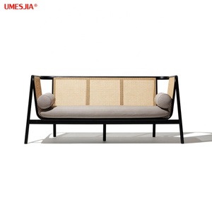 Hem <span class=keywords><strong>Sofa</strong></span> Rattan 3-Sitzer Eschenholzrahmen Stoffsofa Moderne Wohnzimmermöbel Korbsofa - Product Image 3