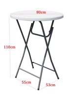 Table de Cocktail Pliante en Plastique Haute pour Extérieur, Table Ronde Pliante Blanche pour Événements