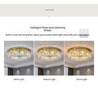 Plafonnier LED moderne en acier et cristal avec lumière blanche froide, alimentation CA, pour salon - Design haut de gamme pour hôtels