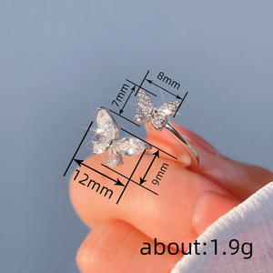 Anello Aperto a Farfalla da Donna, Stile Foresta Dolce, Regolabile, Gioiello alla Moda per Ogni Giorno e Festa, Idea Regalo - Product Image 4