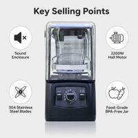 Lohas Industriële Commerciële Zware Elektrische Blender Hoge Vermogen Smoothie Machine Voedselverwerker Keukenapparatuur Leverancier