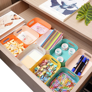 Rectangular Desktop <b>Storage</b> <b>Box</b> For Office Organizing Keys Cosmetics Kitchen Use Gray White Yellow Orange Green Apricot Color - Product Image 2