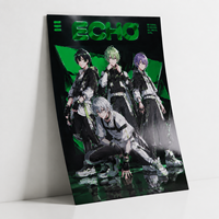 Affiches d'anime/manga personnalisées avec impression artistique en feuille d'aluminium verte, effet métallique, vernis 3D et UV en relief pour collectionneurs