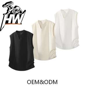 T-shirt de sport décontracté pour homme, style américain, sans manches, col en V, polyester, pour l'été - Product Image 1