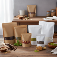 Sacs en papier kraft écologiques de qualité alimentaire avec fermeture éclair pour noix, sachets à fond plat pour café et emballages alimentaires avec fenêtre transparente