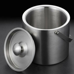 1L Beer Wine Cooler Double Wall Mini Stainless Steel <strong>Ice</strong> <strong>Buckets</strong> <strong>with</strong> <strong>Lid</strong> and Handle Stainless Steel Double Wall Cooler - Product Image 2