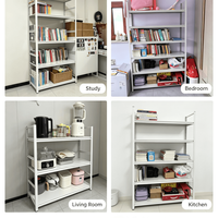 Estante de Almacenamiento de Metal Blanco con Panel Perforado, Estantería de 5 Niveles con Ganchos para Libros, Organizador para Hogar, Oficina, Estudio, Dormitorio, Cocina