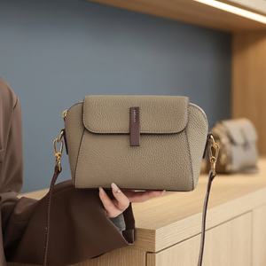Women's Genuine Leather Crossbody Shoulder Bag <b>Small</b> Zipper <b>Purse</b> Textured Flap Lichee Pattern up 1L Capacity for Daily Commute - Product Image 6