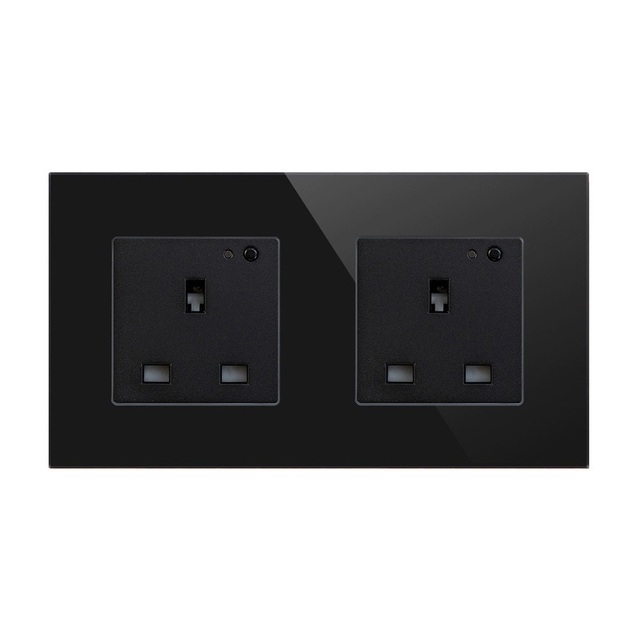 WiFi Double Socket Smart Switch Socket with Indicator Smart Life App Control Wall Power Socket Glass Panel Outlet AC 13Amp 240V