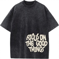 T-shirts graphiques pour hommes, chemises en coton délavé vintage, streetwear inspirant et positif, hauts à manches courtes surdimensionnés