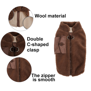 Wollmantel mit Reißverschluss für Haustiere, weiche Hundebekleidung für Winter und Herbst, Mantel, Jacke, Hundejacke, Hundemantel für kaltes Wetter im Freien - Product Image 5