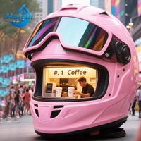 Quiosco de Café Gigante con Forma de Casco, Escultura de Fibra de Vidrio, Puesto de Comida Móvil Personalizado, Camión de Comida para Hamburguesas y Pollo Frito