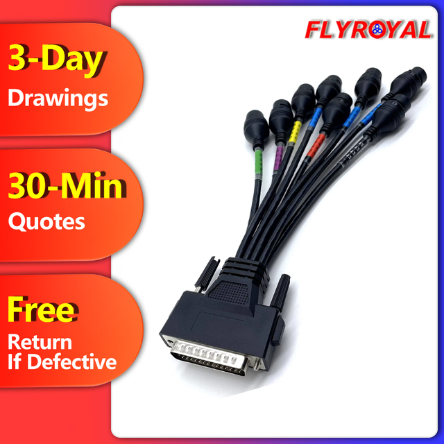 Customized D-SUB Cable DB 44P Male to RJ45 Female Cable Assembly Multy Connectors Cable