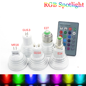 Lampe LED RGB à changement de <span class=keywords><strong>couleur</strong></span> 16 couleurs 3W MR16 AC/DC 12V Ampoule blanche Ampoule LED RGB <span class=keywords><strong>Spot</strong></span> avec télécommande - Product Image 4