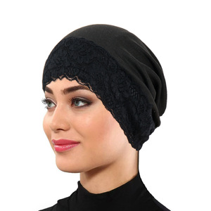 HZM-26076 Bonnets intérieurs pour hijab, couleur unie, pour femme musulmane du Moyen-Orient, sous-<span class=keywords><strong>bonnet</strong></span> hijab simple en dentelle de couleur unie - Product Image 4