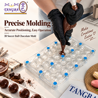 Moule à chocolat Tangba personnalisé magnétique 2-en-1 en forme de ballon de football 3D, en polycarbonate, 32 cavités, 15g, démoulage facile, qualité alimentaire FDA LFGB