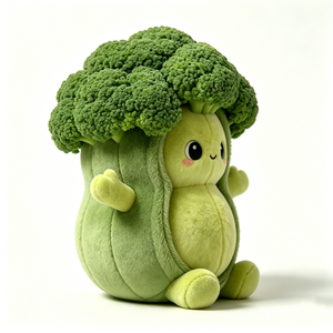 Customized Chubby rounded body <b>standing</b> broccoli figure, Soft fuzzy <b>vegetable</b> plush with small limbs - Product Image 4