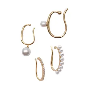 Trendy Pearl Clip auf Ohrringe Ohr stulpen für Frauen Gold Farbe C-förmige CZ Ohr manschette No Pierced Party Hochzeits schmuck 2020