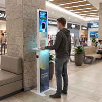 Estación de Carga Digital de Doble Cara Y2 Power AXI de 21'' para Aeropuertos, Kiosco de Carga Rápida para Teléfonos y Laptops con Iluminación LED