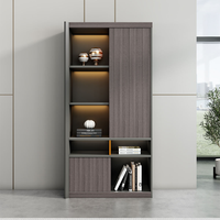 Archivador de Oficina Moderno con Estantes Abiertos, Luz LED, Mueble de Almacenamiento para Oficina Ejecutiva