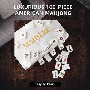 Moderno y Lujoso Juego de Mahjong Americano Portátil, 160 Piezas, 36 mm, Fichas Acrílicas Grabadas de 4 Capas, Diseño Duradero de Loto Rosa y Azul - Product Image 2