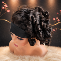 Perruques en cheveux humains vierges péruviens de qualité supérieure, cuticules alignées, double épaisseur, sans colle, bandeau, ondulations lâches, noir naturel, fournisseur en gros
