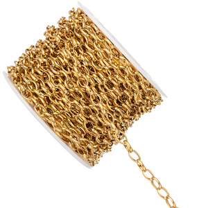 Chaîne à maillons semi-ronds |   Chaîne ovale en acier inoxydable plaqué or 18K PVD pour la fabrication de colliers, bracelets et bijoux DIY - Product Image 5
