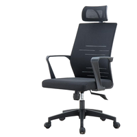 Chaise de bureau de direction moderne pivotante ergonomique avec dossier en maille, tissu doux, hauteur réglable, accoudoirs, noire, fabriquée en Chine