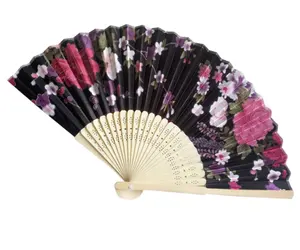 Portátil Flor de seda plegable ventilador de mano 50 pcs boda favor bambú artesanía estilo japonés señoras Fans