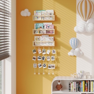 Étagères murales flottantes <span class=keywords><strong>en</strong></span> bois sculpté 3 pièces pour chambre d'enfant, présentoir à photos, rangement de jouets, meubles pour salle de bain d'enfants - Product Image 3