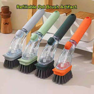 Brosse de nettoyage multifonctionnelle pour cuisine, anti-éclaboussures, avec microfibre intégrée et manche en plastique – Outil magique pour la maison et la cuisine (vente en gros) - Product Image 5