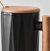 Mug à café en céramique classique avec poignée en bois et cuillère, vierge pour sublimation, cadeaux d'entreprise personnalisés, capacité 301-400 ml
