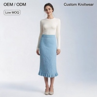 Jupe longue en coton tricoté taille haute pour femme, style coréen, personnalisée, de haute qualité, motif bourgeon, robe de bal d'automne, respirante et décontractée