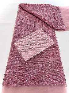 Tela bordada con cuentas de lentejuelas con forma de semirrollo brillante, tela de encaje de malla para vestido de novia, vestido ceremonial de fiesta de alta costura, pasarela - Product Image 2