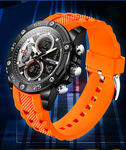 SANDA 5104 nueva esfera grande doble pantalla multifuncional al aire libre correa de silicona deportes impermeable reloj de cuarzo electrónico para hombres - Product Image 3