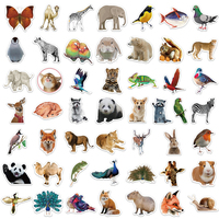 50 autocollants en PVC imperméables à thème animalier de dessin animé, autocollants décoratifs DIY pour ordinateur portable, bagages, adolescents et adultes, cadeau