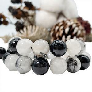 ลูกปัดหินควอตซ์รูไทล์สีดำธรรมชาติขนาด 6 มม. ชุบทอง รูปทรงกลม ทำด้วยมือ สำหรับทำสร้อยข้อมือ ของขวัญสำหรับทุกเพศ - Product Image 4