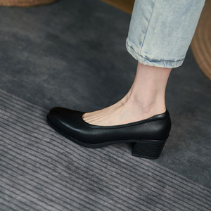 <span class=keywords><strong>Zapatos</strong></span> <span class=keywords><strong>de</strong></span> Tacón Grueso con Suela Suave y Cómodos para Mujer, Modelo 2025, Elegantes, para Azafatas, Tacón Alto, Punta Redonda, Versátiles y Profesionales - Product Image 3