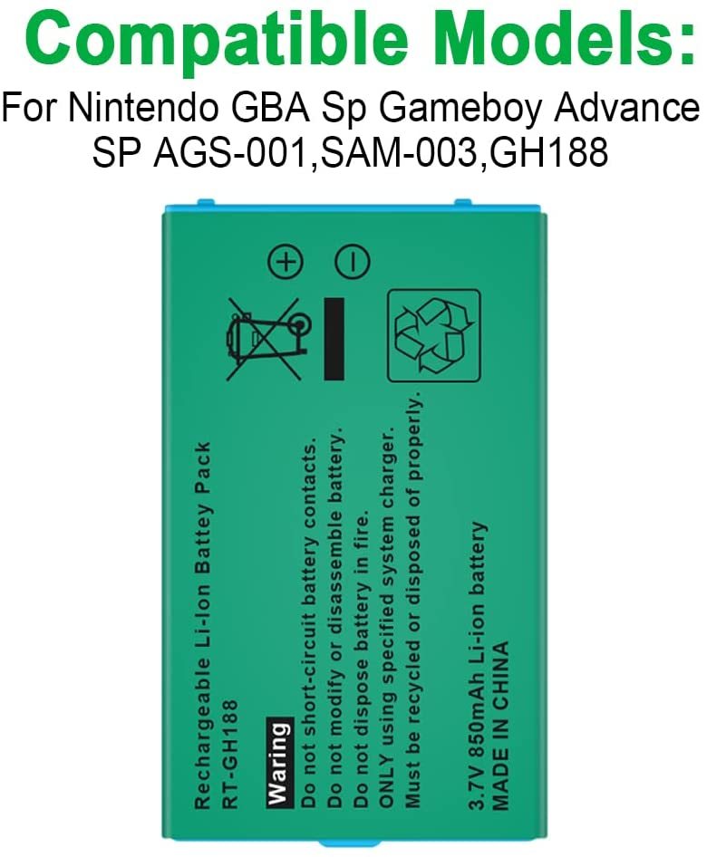 Batterie Rechargeable 850mAh Pour Game Boy Advance SP - Lithium-ion, Remplacement Interne