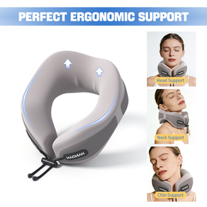 Oreiller de voyage <span class=keywords><strong>ergonomique</strong></span> en mousse à mémoire de forme pour avion - Ensemble d'oreillers de vol respirants en maille avec boîte cadeau et masque pour les yeux OEM - Product Image 2