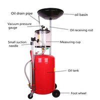 Égouttoir à huile usagée portable 80L avec roues, fonctionnement pneumatique, équipement de garage pour lavage de voitures