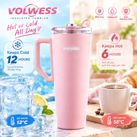 Bouteille isotherme sous vide en acier inoxydable 304 de 40 oz avec paille rétractable, couleur personnalisée, OEM, sans BPA, isolation 6-12h