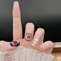 Ongles press-on faits à la main en plastique ABS, forme ellipse, design tendance, 10 pièces/ensemble pour nail art DIY
