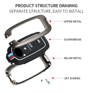 Housse de clé en métal pour Toyota Raize DAIHATSU Rocky, étui de protection avec porte-clés, design anti-perte pour clé intelligente, télécommande - Product Image 4