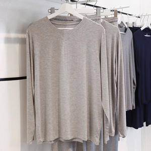 Individueller Herrenpyjama 2-teilig Heimlanger Ärmel-Set O-Ausschnitt Freizeitkleidung lose gestrickt modal Herren-Nachttisch - Product Image 6