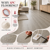 Fabricant de revêtements de sol en marque privée, revêtement de sol SPC imperméable à l'eau, aspect bois naturel, système de clic Unilin, pour appartement
