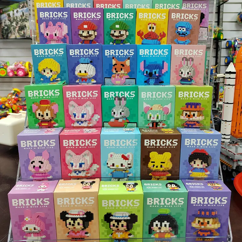 Fabriek Groothandel Cartoon Micro Deeltjesblokken 3d Puzzel Speelgoed Kind Geschenken Mini Monsters Kit Bouwstenen Sets