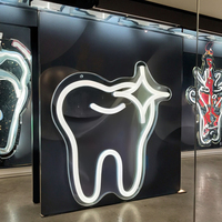 LJ Sign Enseigne néon LED en acrylique, motif dent, sourire, art mural, accessoires de décoration pour éclairage de parc, avec prise pour ballon néon