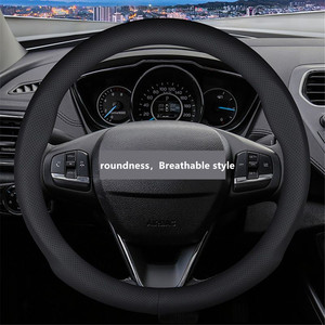Accesorios de coche cubierta de <span class=keywords><strong>volante</strong></span> Universal con agujas para Opel BMW Benz Hyundai Kia Ford VW Skoda cuero marrón - Product Image 4